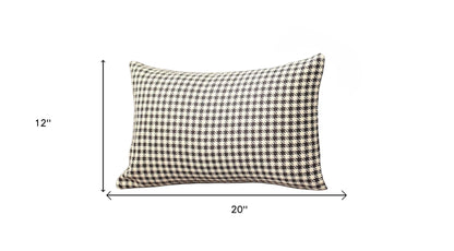 Set Of Four 20" X 12" Grey Polyester Houndstooth Zippered Pillow