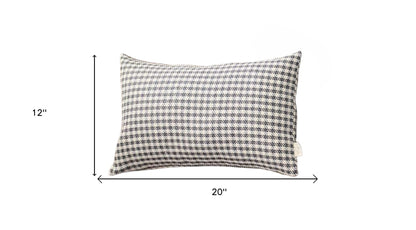 Set Of Four 20" X 12" Black Polyester Houndstooth Zippered Pillow