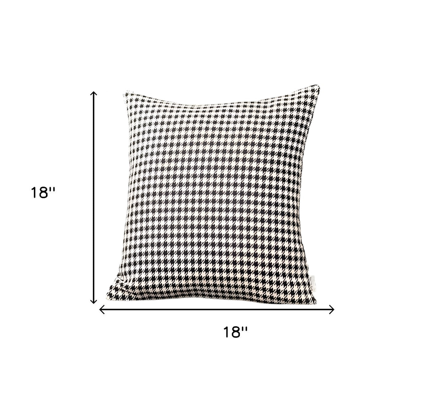 Set Of Four 18" X 18" Grey Polyester Houndstooth Zippered Pillow