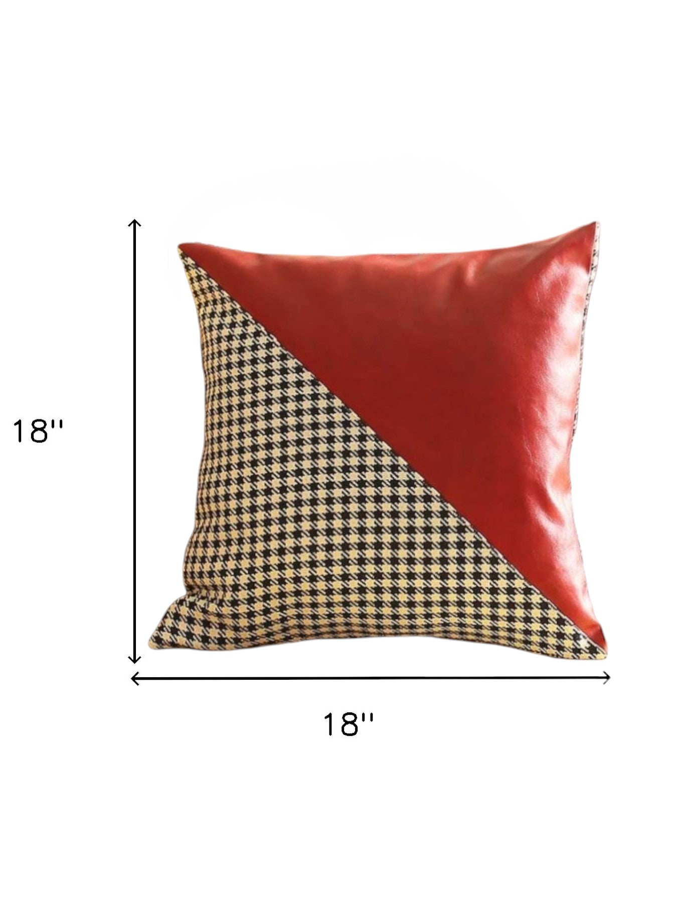 Set Of Four 18" X 18" Black And Red Polyester Houndstooth Zippered Pillow