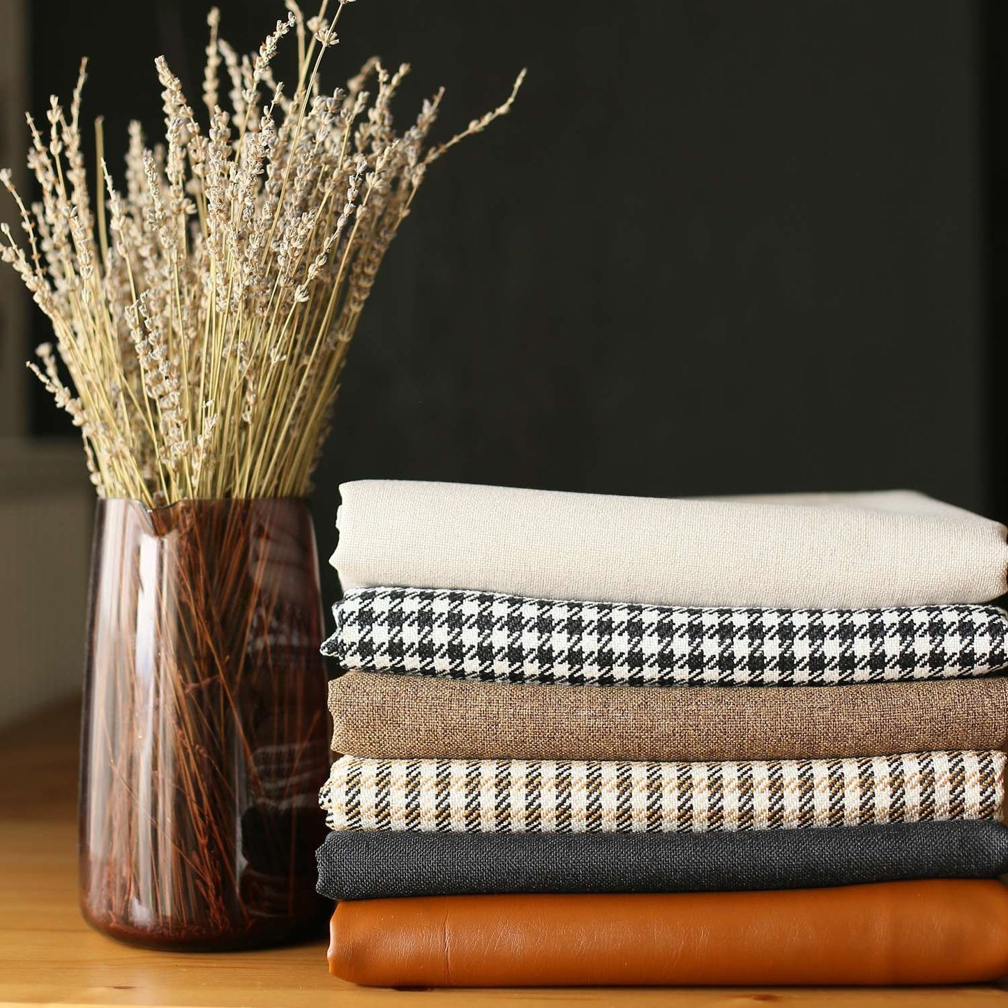 Set Of Four 18" X 18" Brown And Black Polyester Houndstooth Zippered Pillow