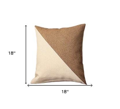 Set Of Four 18" X 18" Brown And Grey Polyester Geometric Zippered Pillow