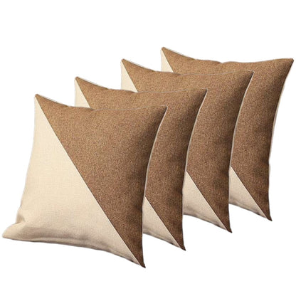 Set Of Four 18" X 18" Brown And Grey Polyester Geometric Zippered Pillow