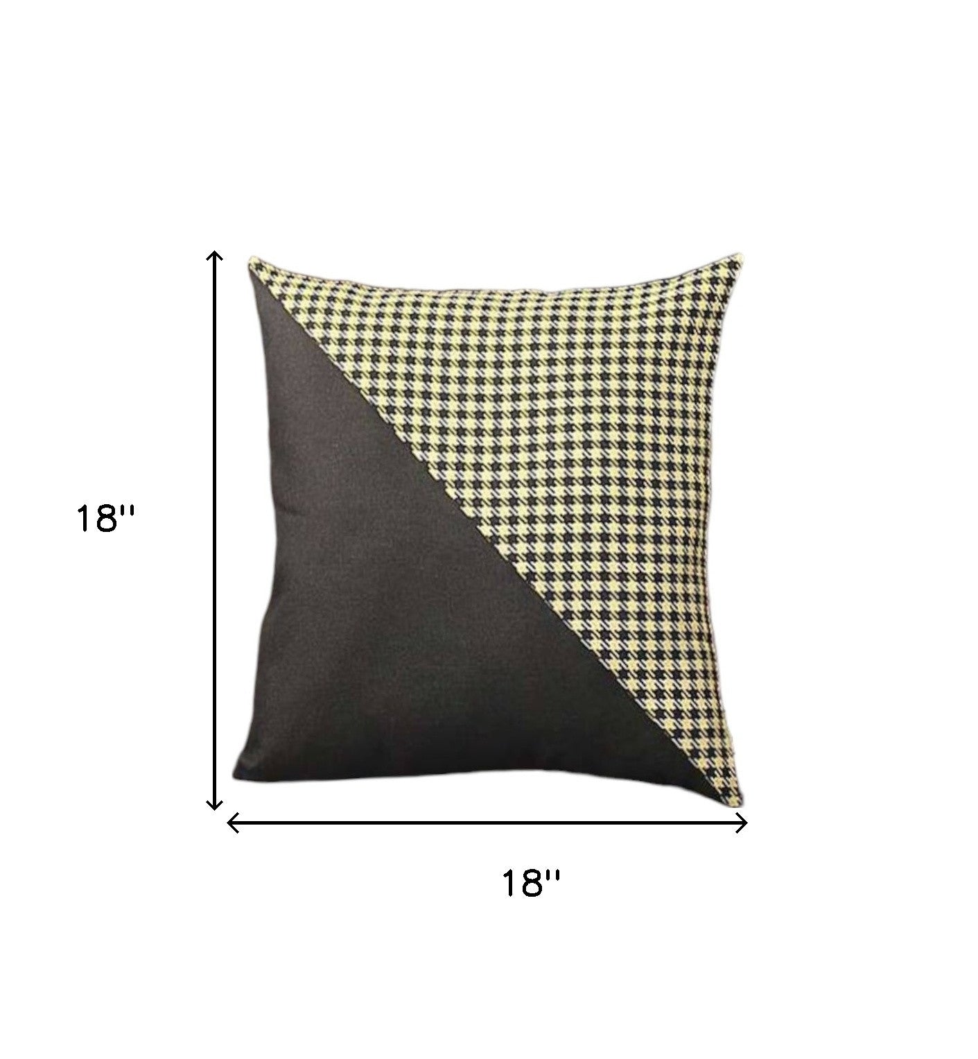 Set Of Four 18" X 18" Black And Yellow Polyester Houndstooth Zippered Pillow