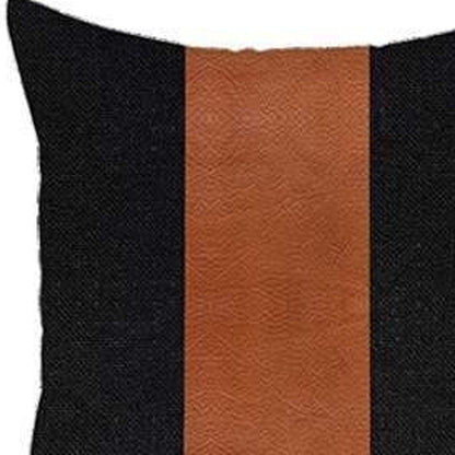 Set Of Four 18" X 18" Black And Brown Geometric Zippered Handmade Polyester Throw Pillow