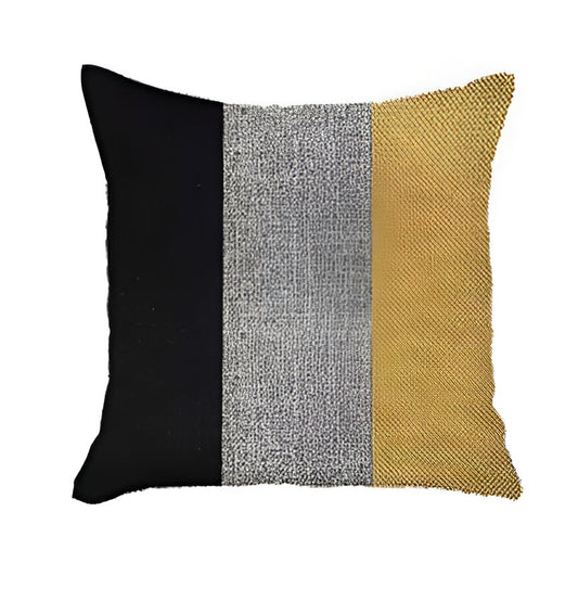 Set Of Four 18" X 18" Black And Yellow Geometric Zippered Handmade Polyester Throw Pillow