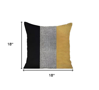 Set Of Four 18" X 18" Black And Yellow Geometric Zippered Handmade Polyester Throw Pillow