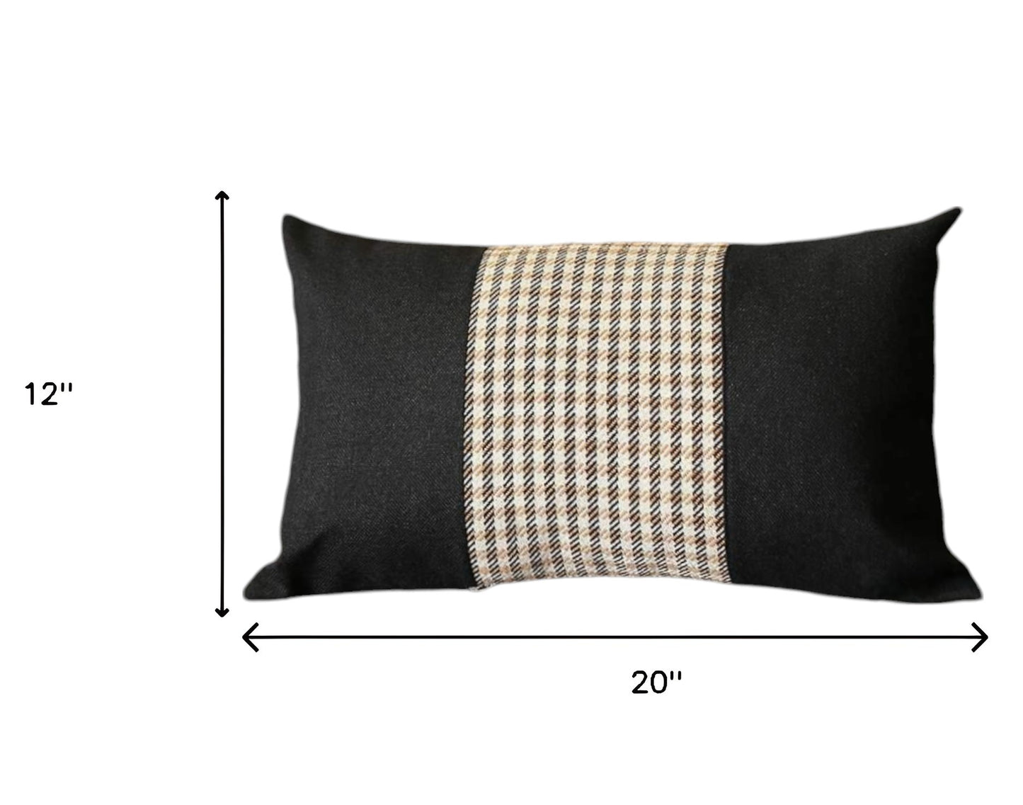 Set Of Four 20" X 12" Black And Brown Polyester Houndstooth Zippered Pillow