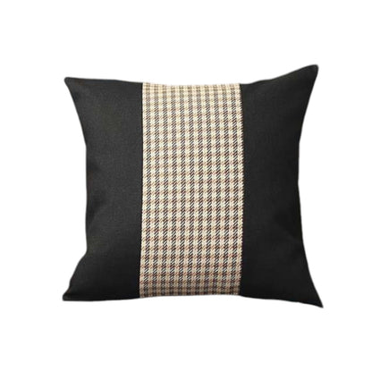 Set Of Four 18" X 18" Black And Brown Polyester Houndstooth Zippered Pillow