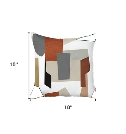 Set Of Four 18" X 18" Black And Maroon Abstract Zippered Handmade Polyester Throw Pillow