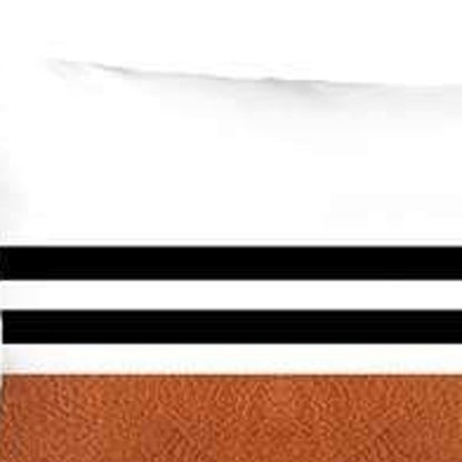 Set Of Four 20" X 12" Brown And Black Polyester Striped Zippered Pillow