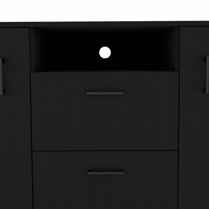 Black Three Door Closet with Two Drawers