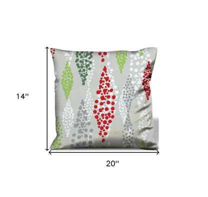 14" Gray and Red Geometric Cotton Throw Pillow Cover