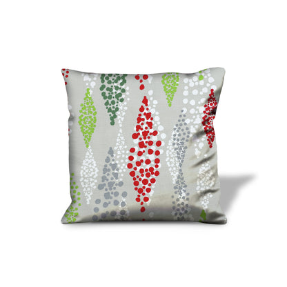 14" Gray and Red Geometric Cotton Throw Pillow Cover