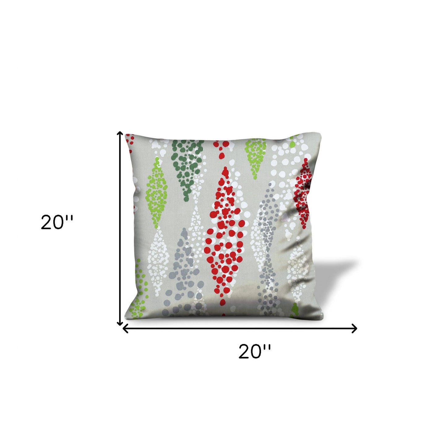 14" Gray and Red Geometric Cotton Throw Pillow Cover