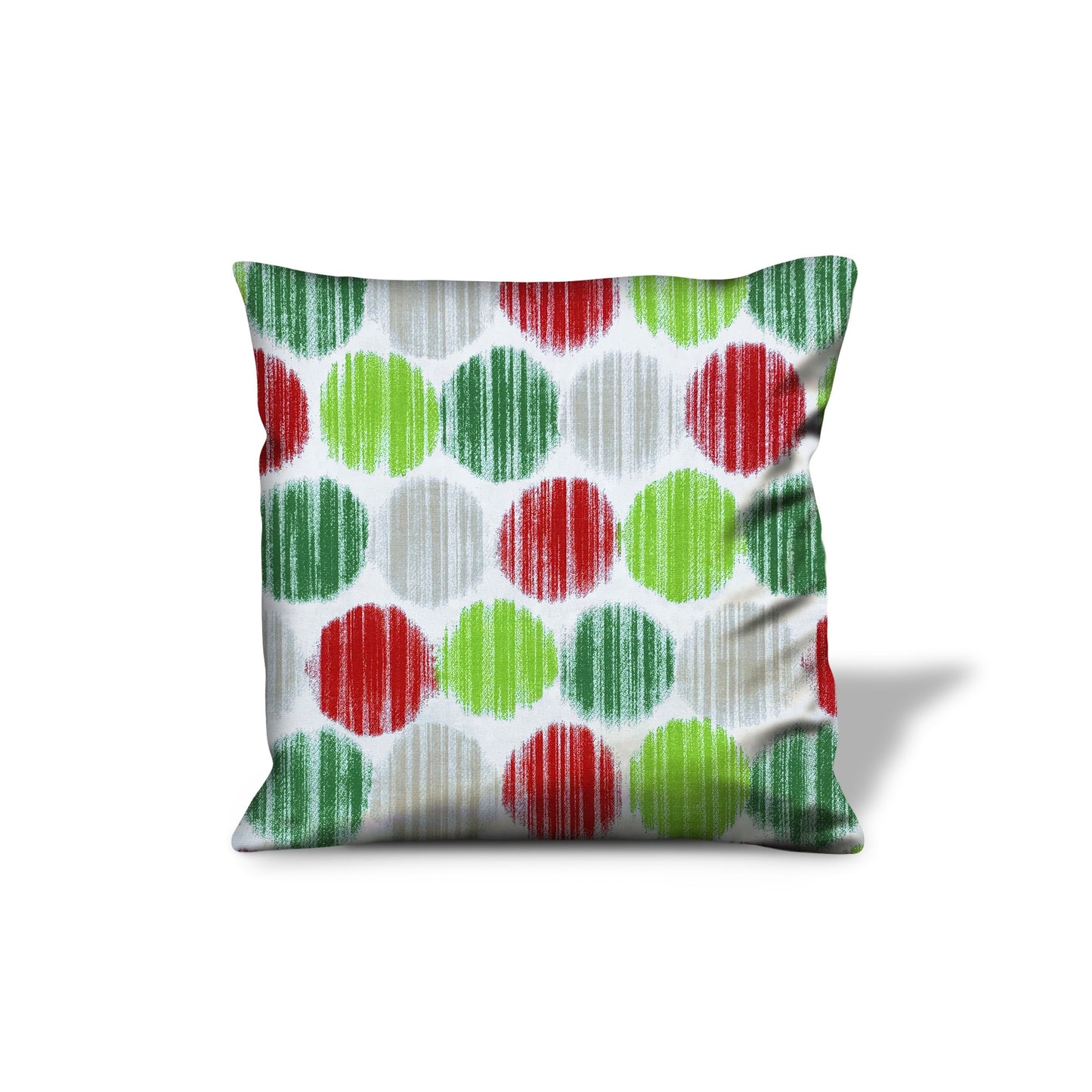 14" Red and Green Geometric Cotton Throw Pillow Cover