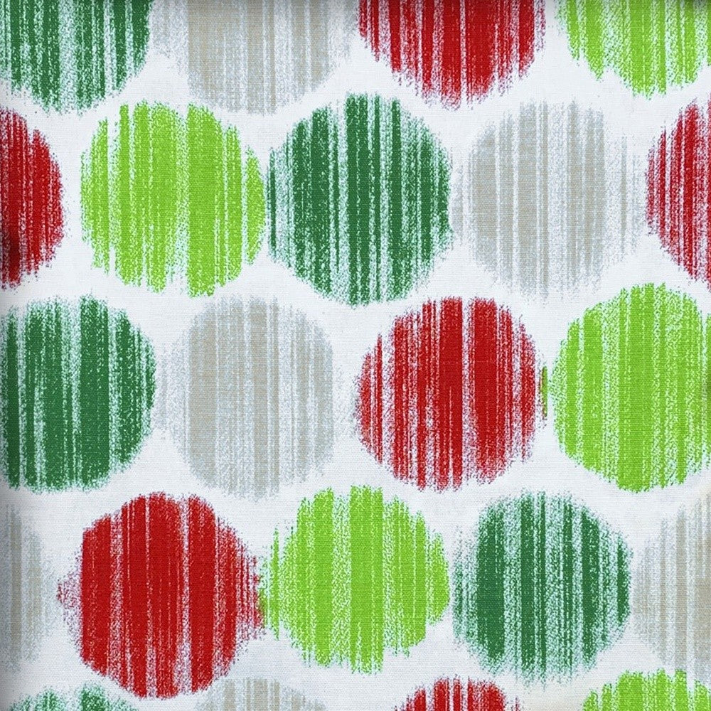 14" Red and Green Geometric Cotton Throw Pillow Cover