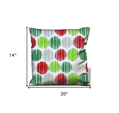 14" Red and Green Geometric Cotton Throw Pillow Cover