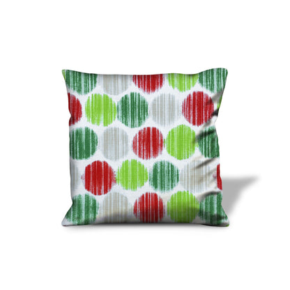 17" Red and Green Geometric Cotton Throw Pillow Cover