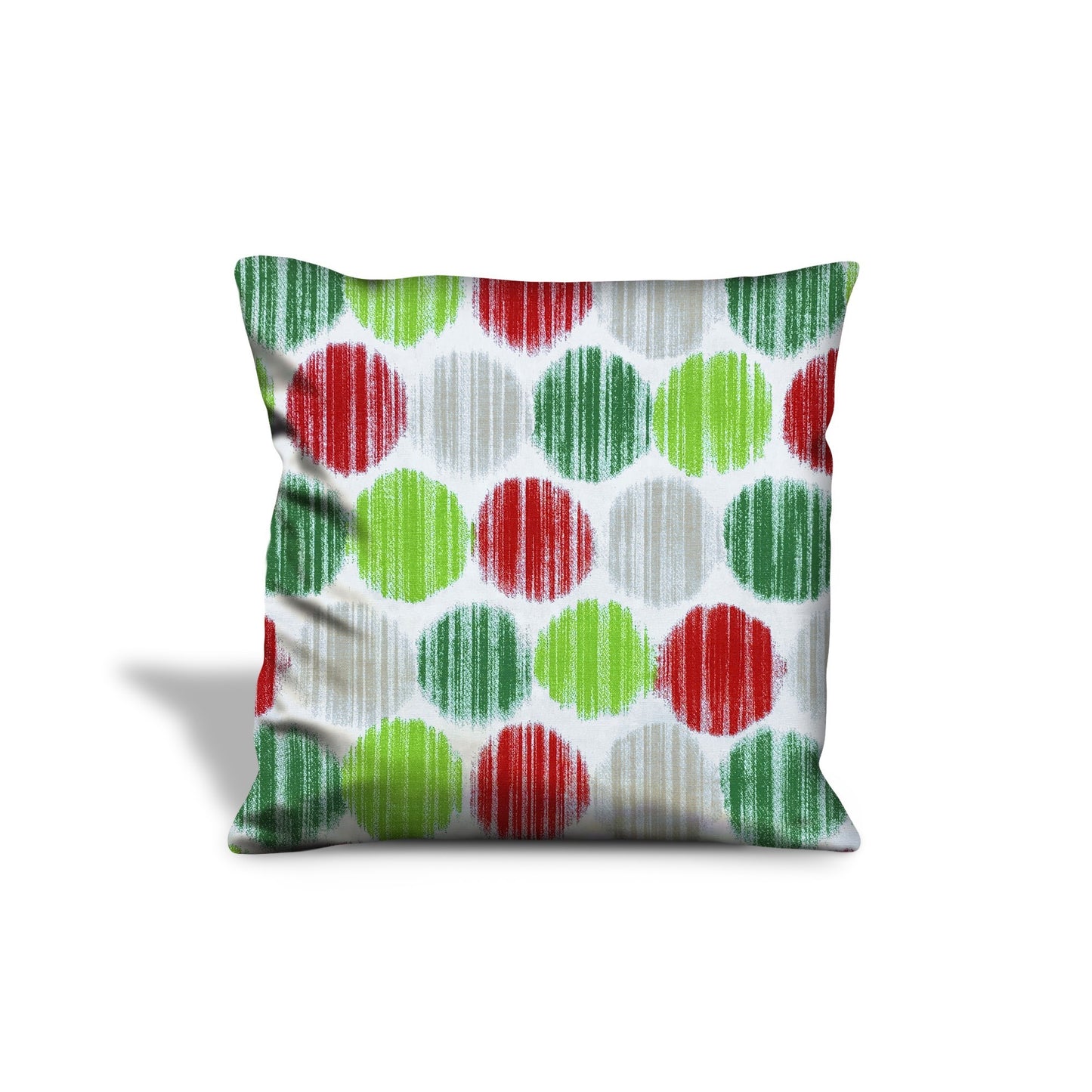 17" Red and Green Geometric Cotton Throw Pillow Cover