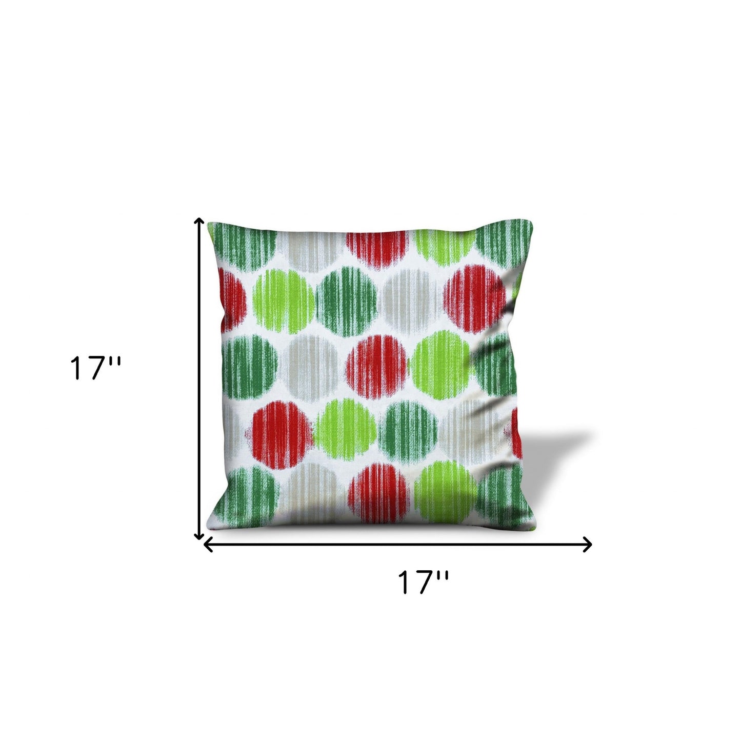 17" Red and Green Geometric Cotton Throw Pillow Cover