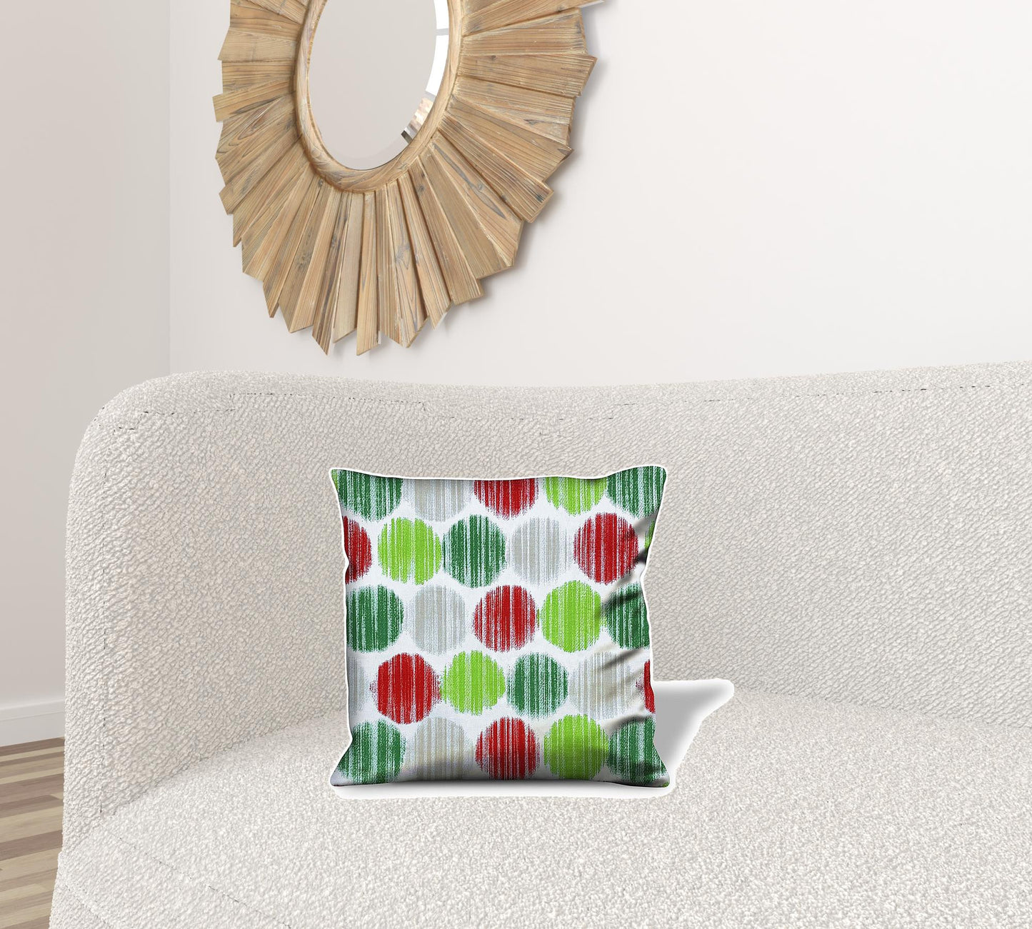 17" Red and Green Geometric Cotton Throw Pillow Cover