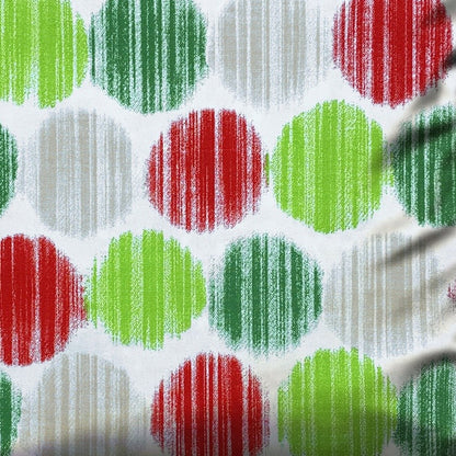 14" Red and Green Geometric Cotton Throw Pillow Cover