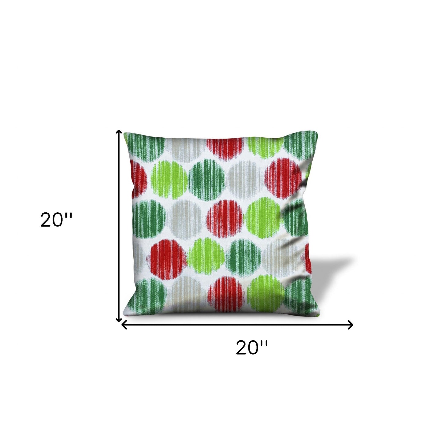 14" Red and Green Geometric Cotton Throw Pillow Cover