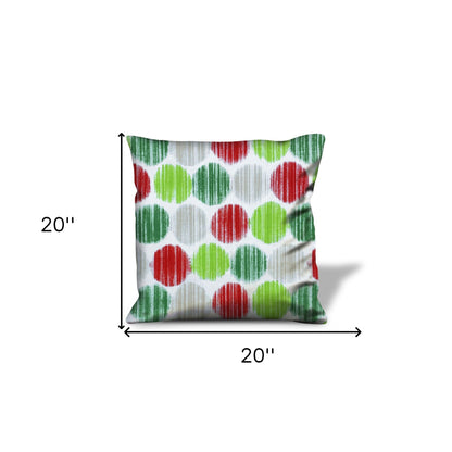 14" Red and Green Geometric Cotton Throw Pillow Cover