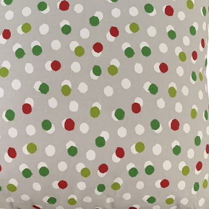 14" Gray and Red Polka Dot Cotton Throw Pillow Cover