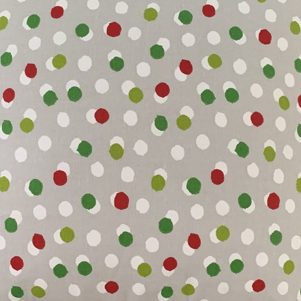 17" Red and Green Polka Dot Cotton Throw Pillow Cover