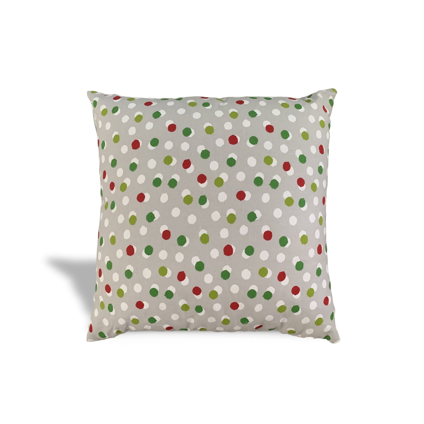 17" Red and Green Polka Dot Cotton Throw Pillow Cover