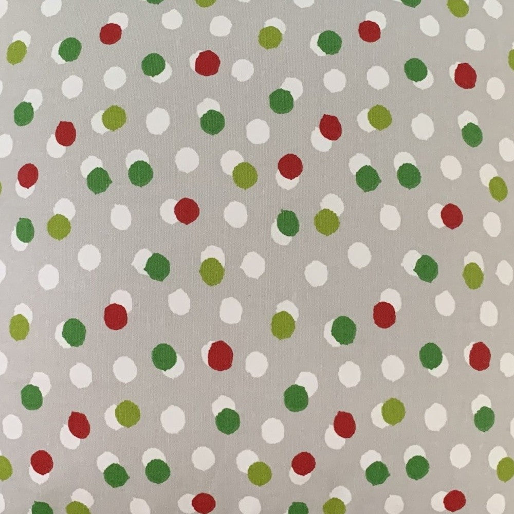 17" Red and Green Polka Dot Cotton Throw Pillow Cover