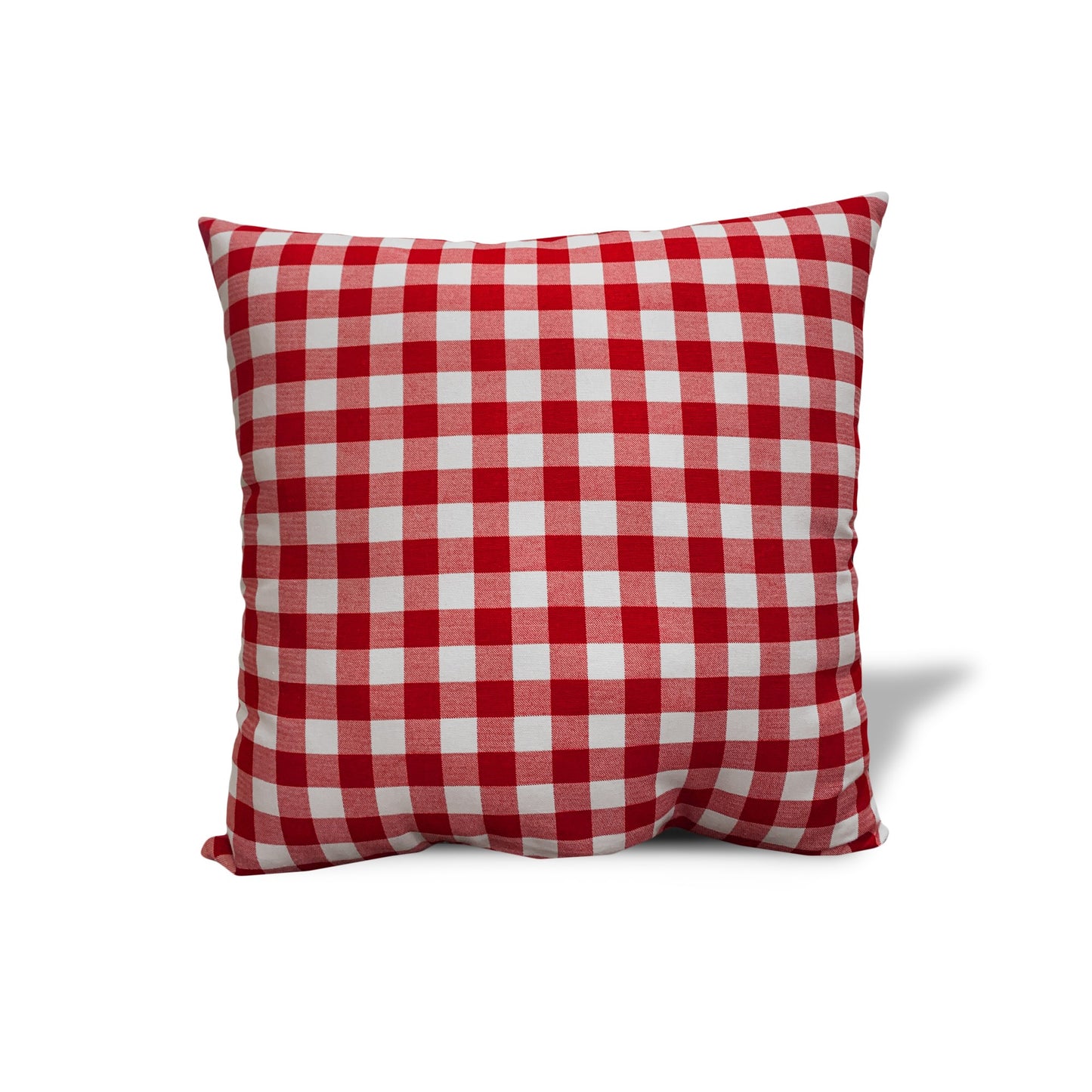 17" Gray and Red Christmas Gingham Cotton Throw Pillow Cover