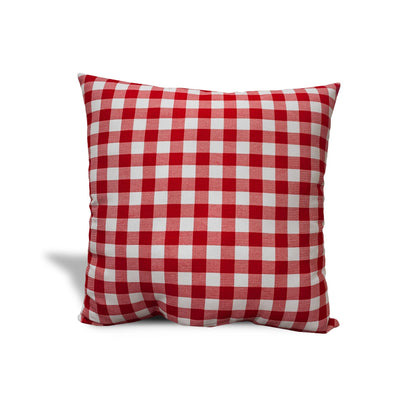 17" Gray and Red Christmas Gingham Cotton Throw Pillow Cover