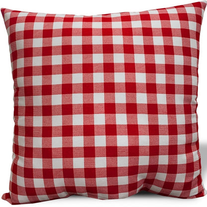 17" Gray and Red Christmas Gingham Cotton Throw Pillow Cover