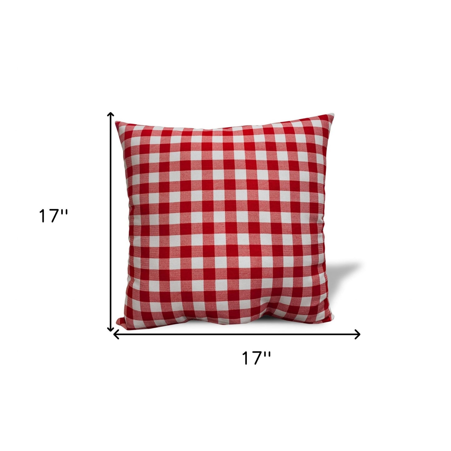 17" Gray and Red Christmas Gingham Cotton Throw Pillow Cover