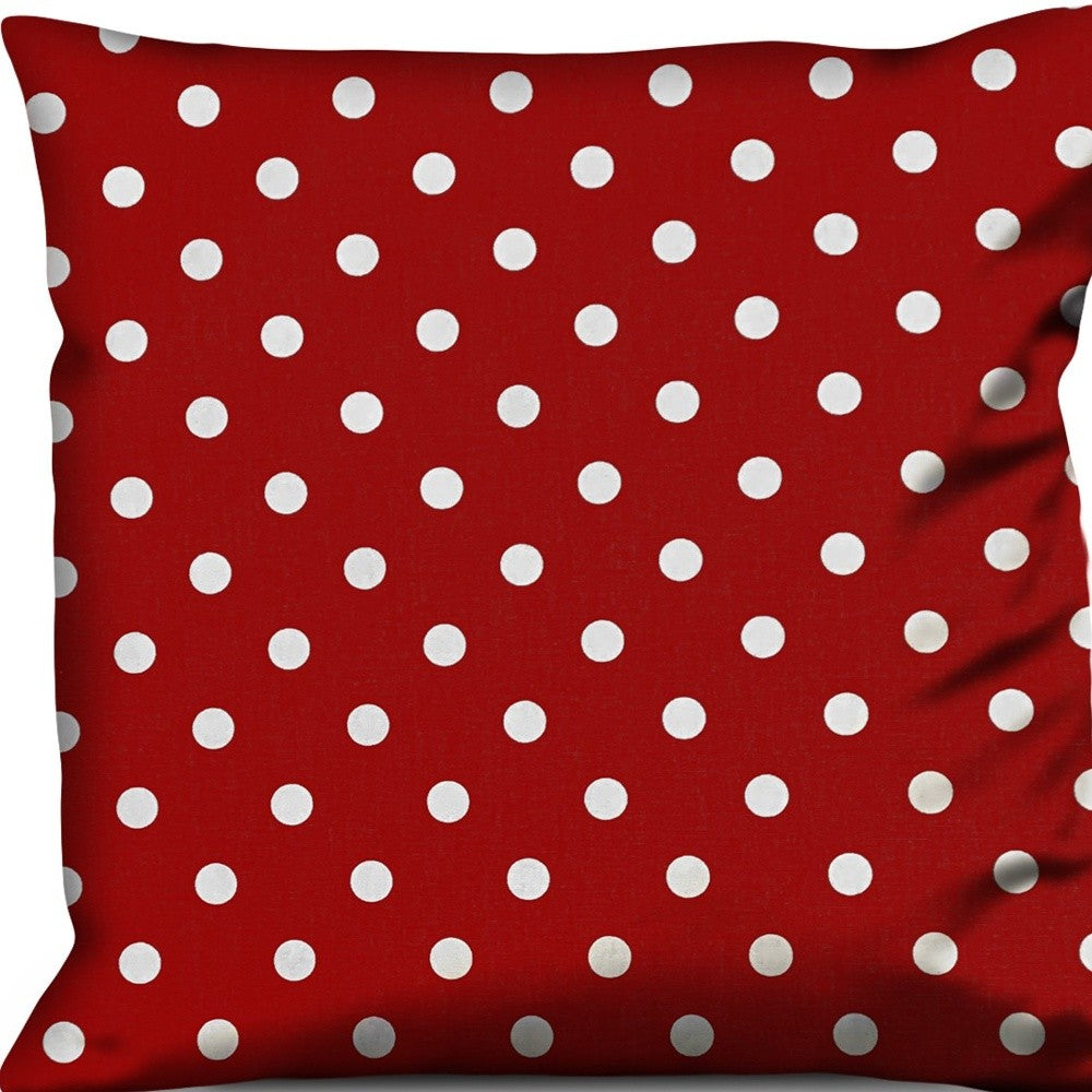 14" Red and White Christmas Polka Dot Cotton Throw Pillow Cover