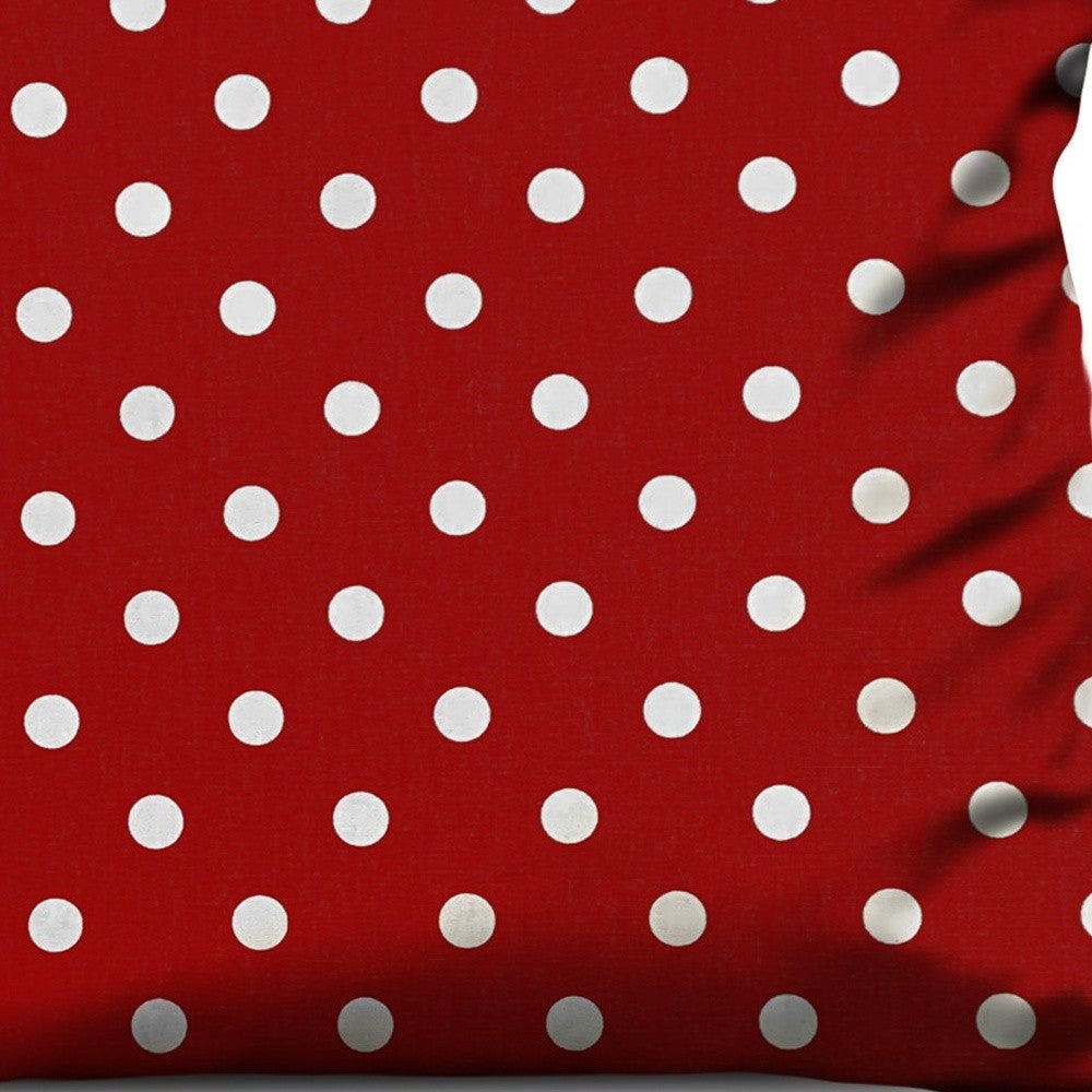 14" Red and White Christmas Polka Dot Cotton Throw Pillow Cover