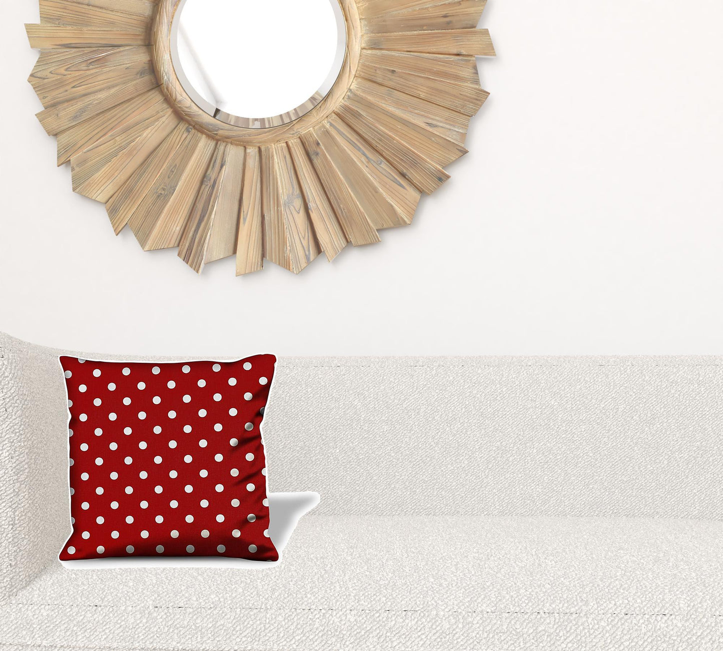 14" Red and White Christmas Polka Dot Cotton Throw Pillow Cover