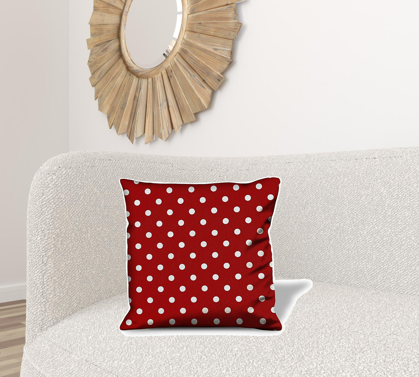 17" Red and White Christmas Polka Dot Throw Pillow Cover