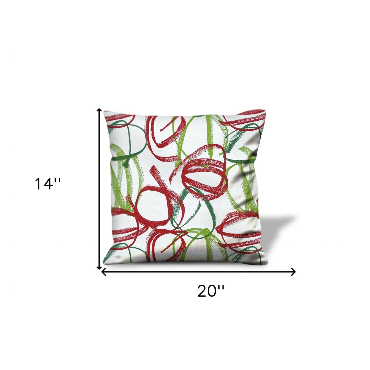 14" White and Red Abstract Cotton Throw Pillow Cover