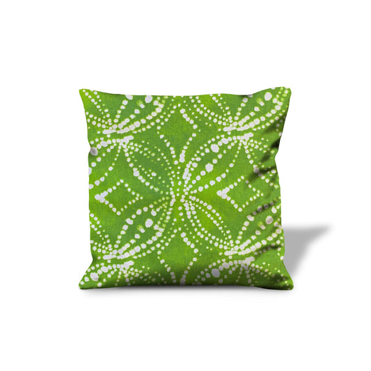 14" Green and White Medallion Cotton Throw Pillow Cover