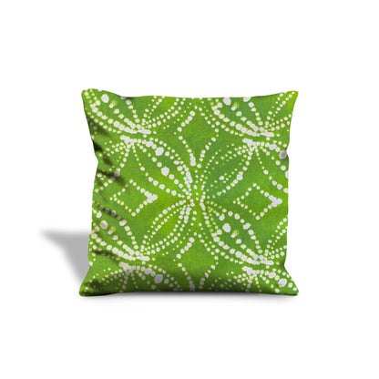 14" Green and White Medallion Cotton Throw Pillow Cover