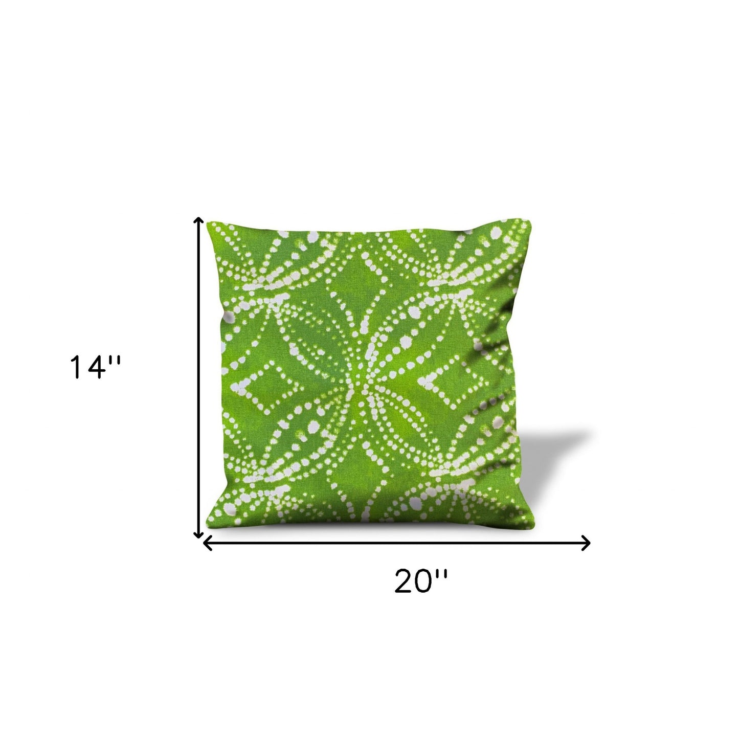 14" Green and White Medallion Cotton Throw Pillow Cover