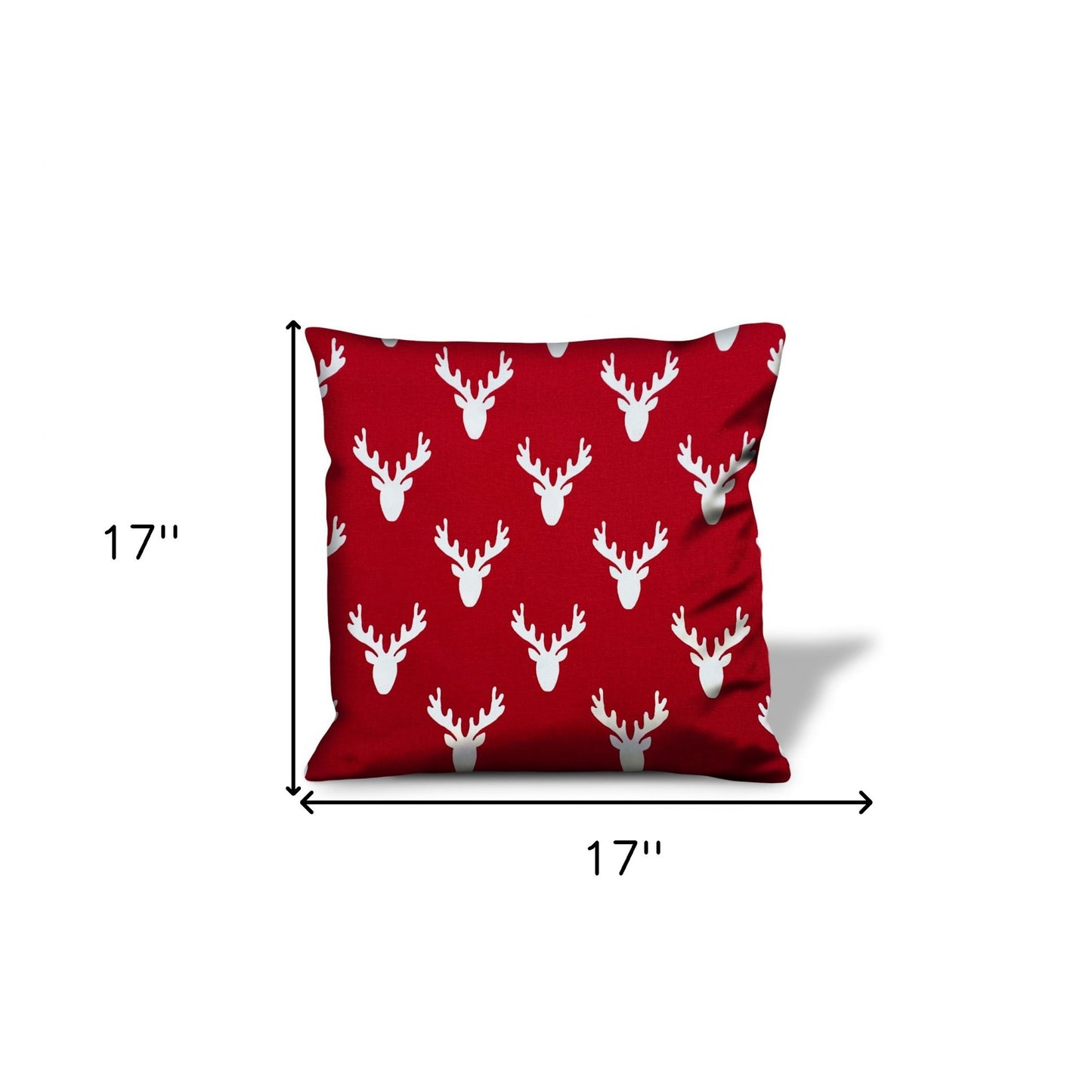 14" X 20" Red And White Zippered Christmas Reindeer Lumbar Indoor Outdoor Pillow Cover