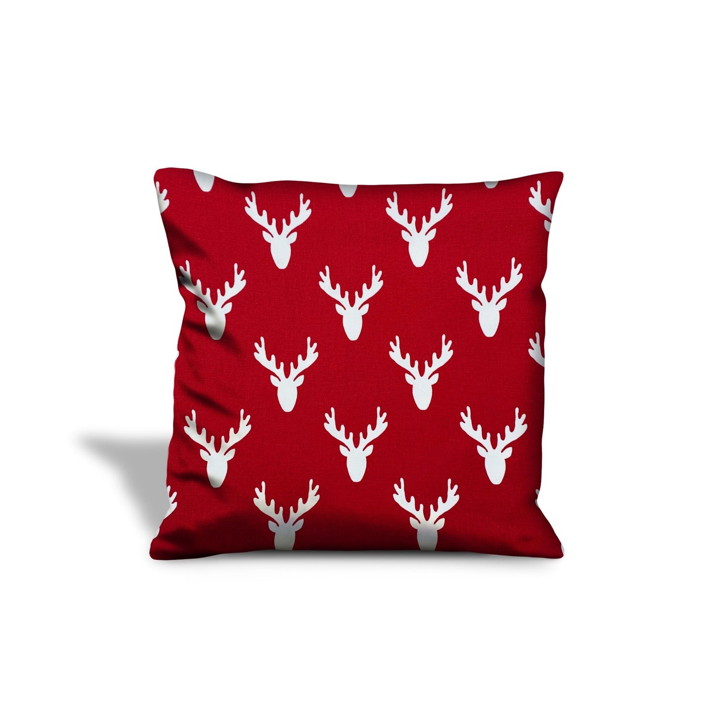 20" Red and White Stag Cotton Throw Pillow Cover