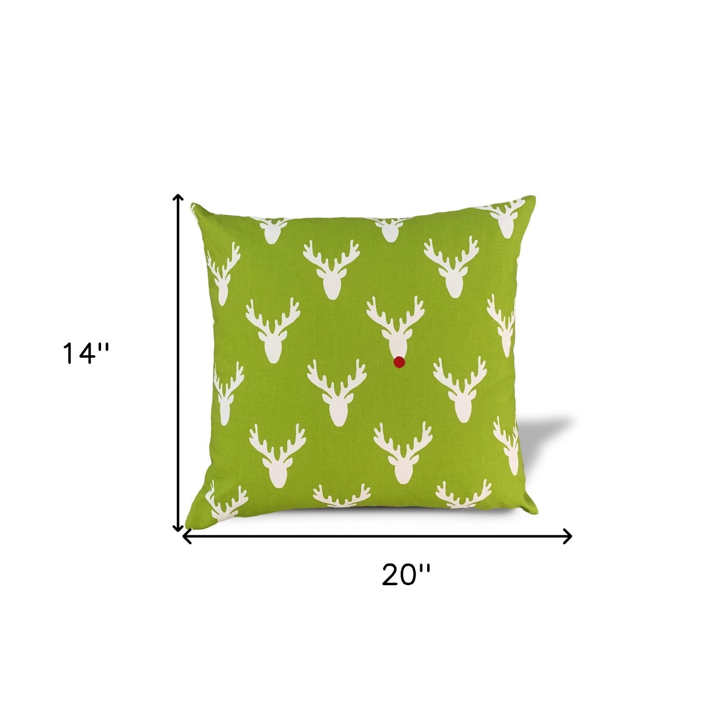 14" Green and White Stag Cotton Throw Pillow Cover