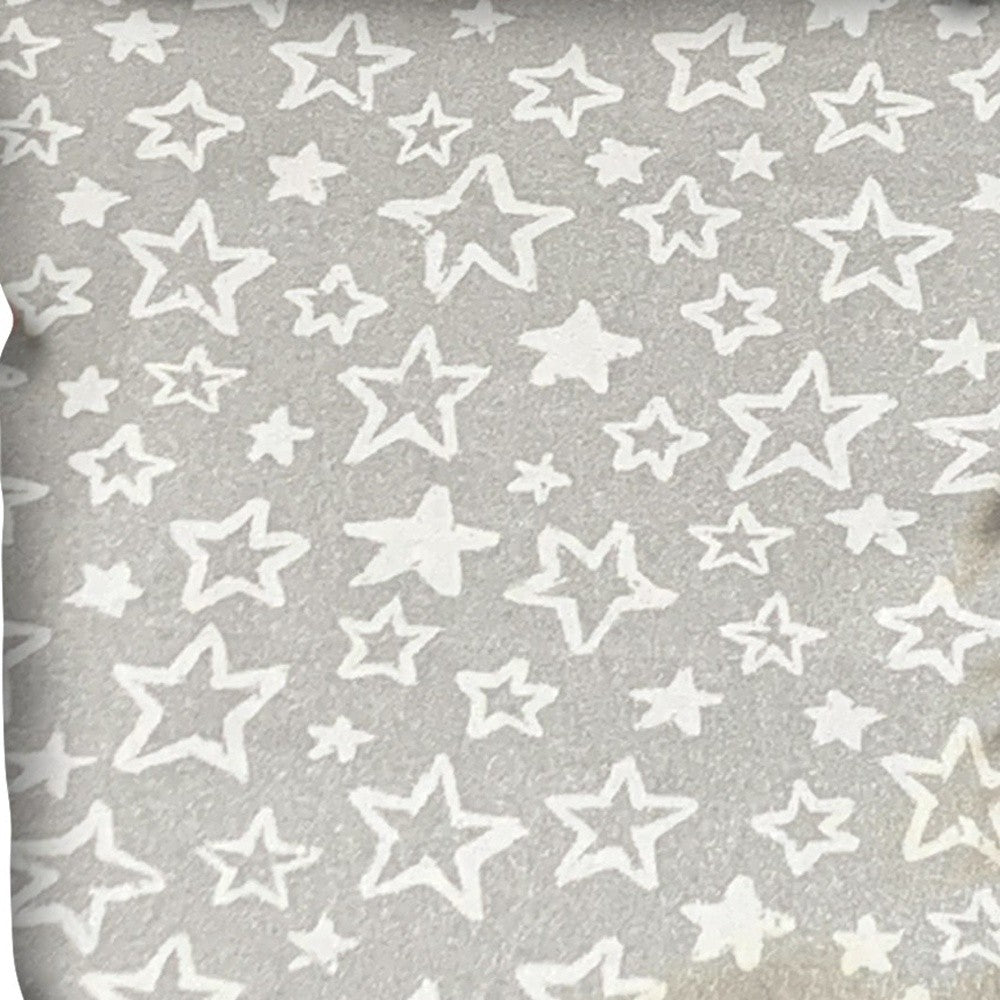 14" Silver and White Star Cotton Throw Pillow Cover