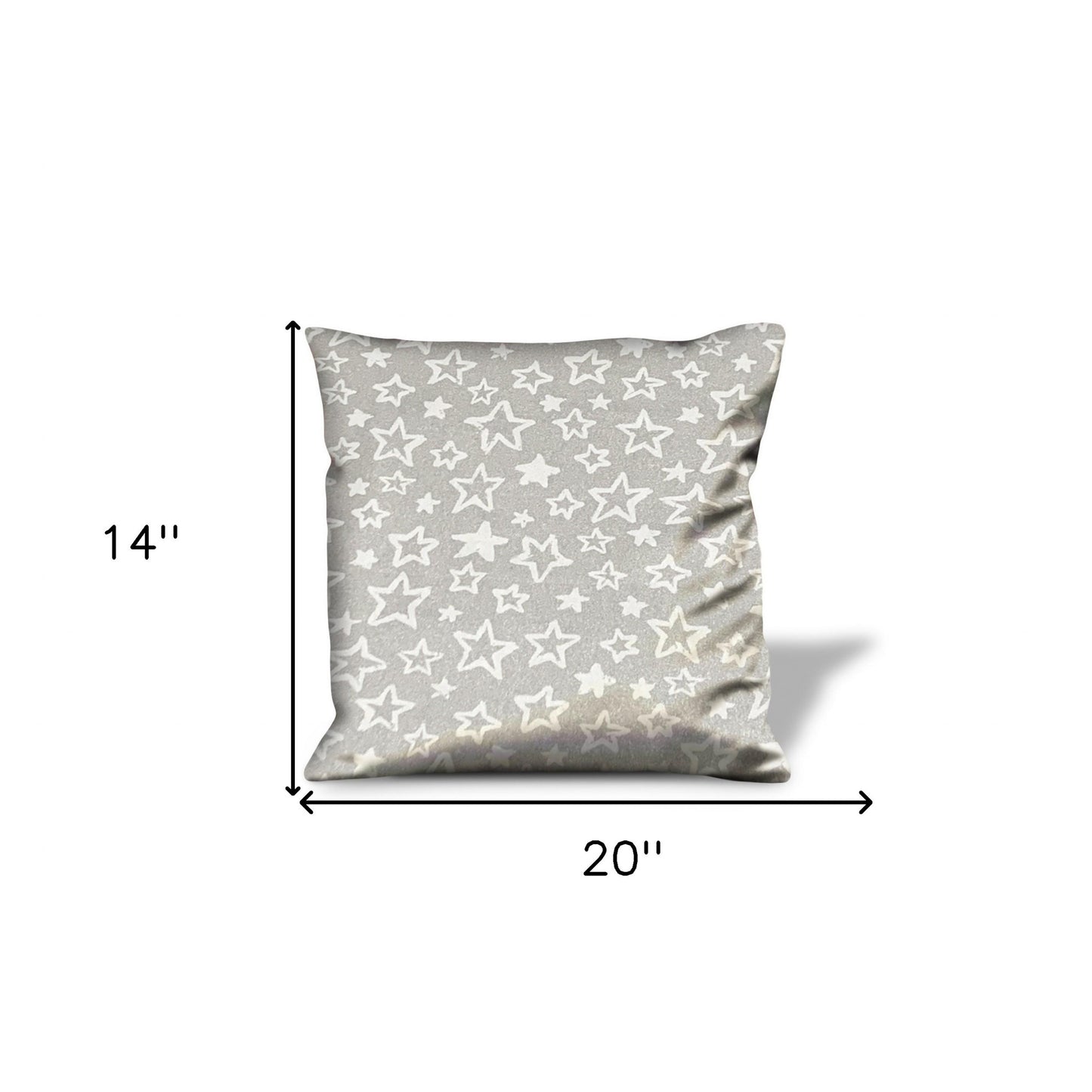 14" Silver and White Star Cotton Throw Pillow Cover